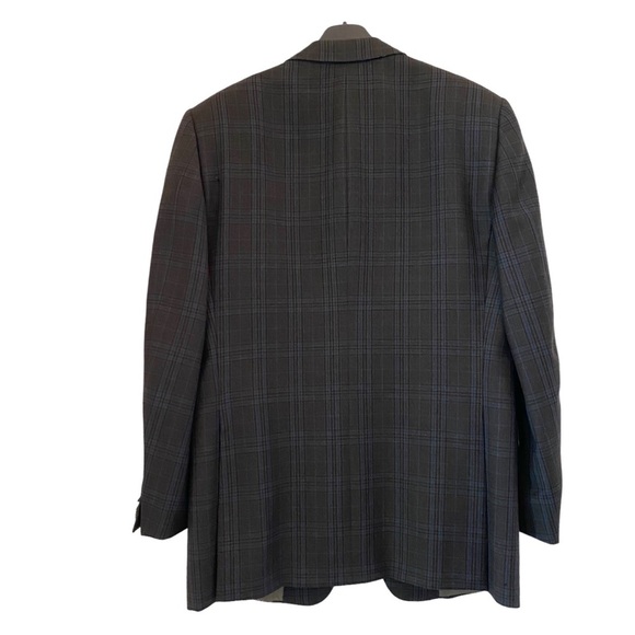 Ermenegildo‎ Zegna Men's Wool Jacket Blazer Grey Plaid Italy 2 Button 52R Flaws - Picture 3 of 16